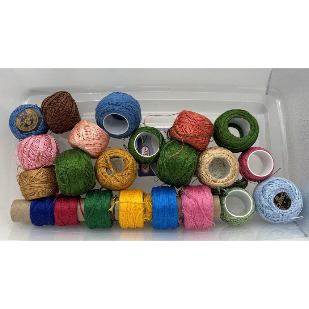 Vintage DMC Pearl Cotton Size 8 Embroidery Thread Lot Assorted Colors Craft